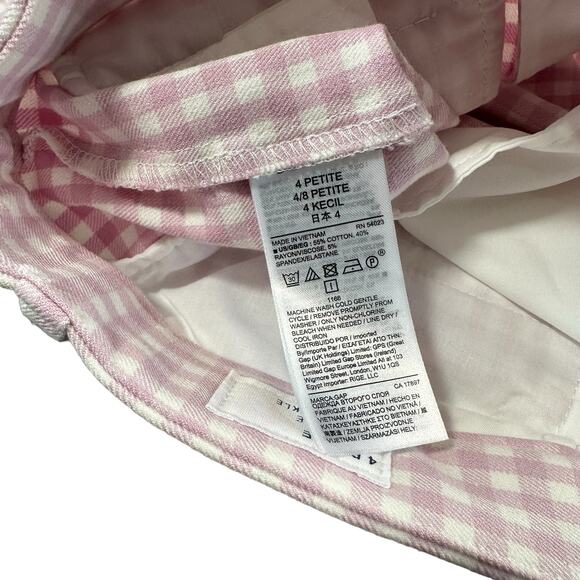 Gap Signature Skinny Ankle Pants Pink Gingham Petite Size 4 - Picture 7 of 8